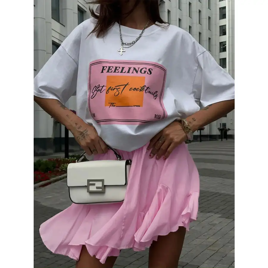 Elastic Waist Ruffled Hem Skirt