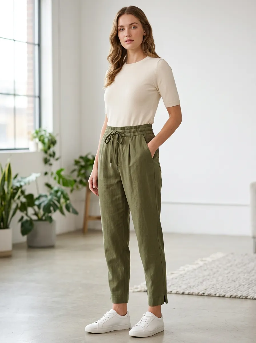 Women's Easygoing Casual Adjustable Drawstring Waist Pants