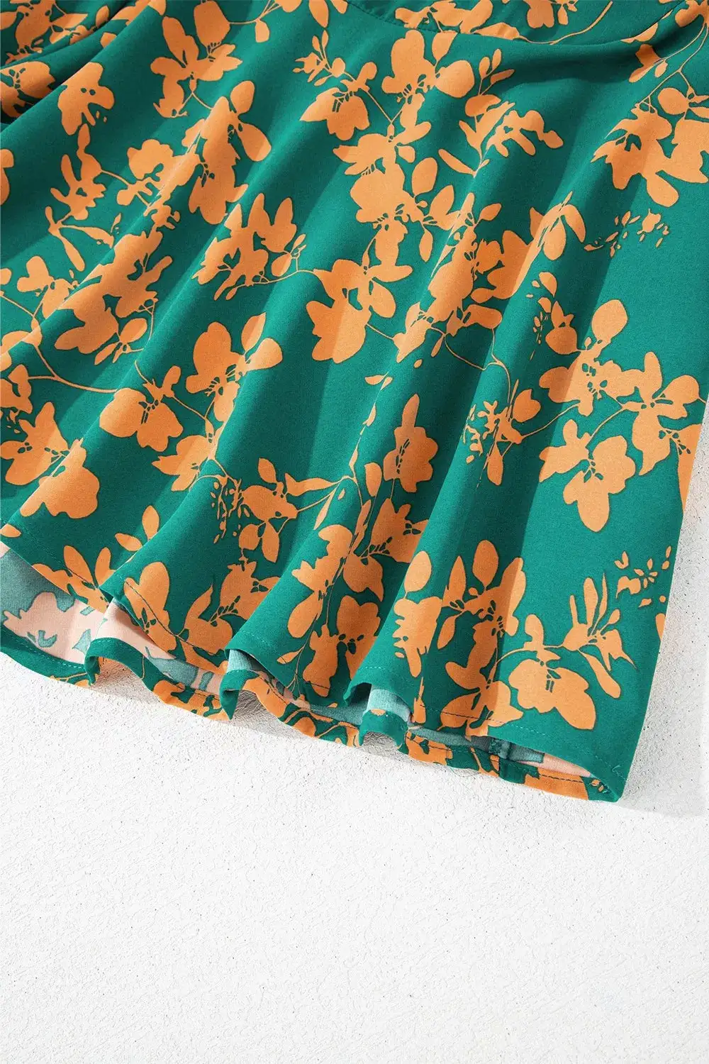 Printed Button Front Ruffle Dress Casual