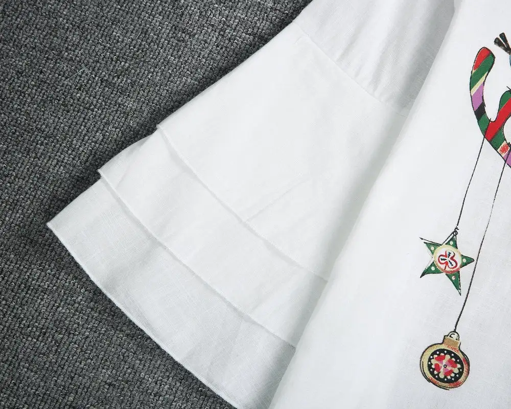 Attractive Cartoon Print 3/4 Sleeve Mini Dress