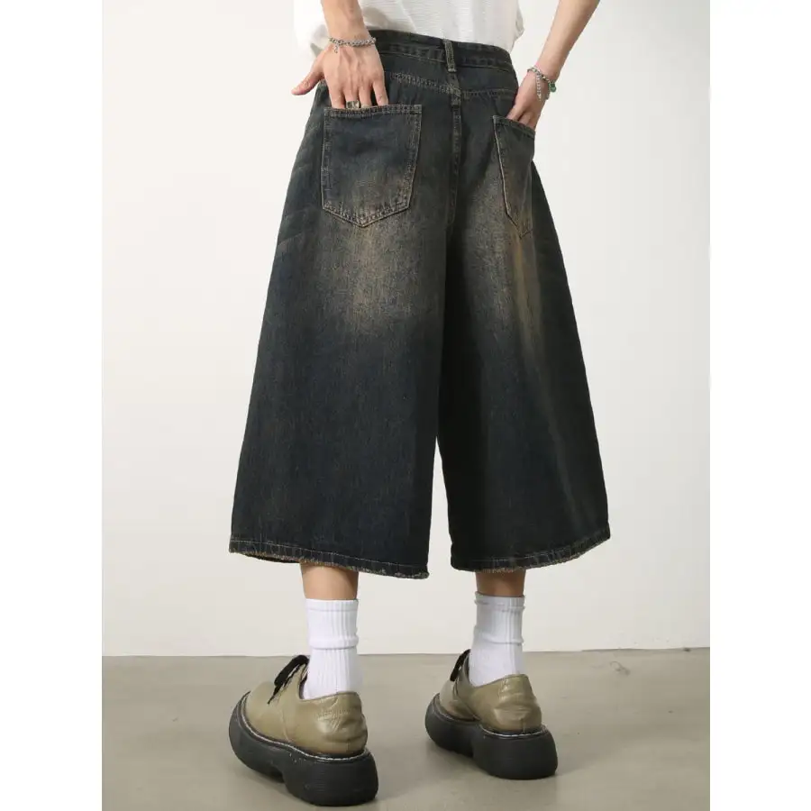 Men's Wide Leg Denim Shorts