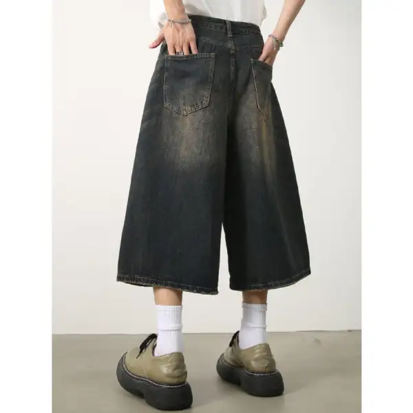 Men's Wide Leg Denim Shorts