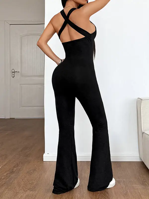 Bodycon Jumpsuits Met Hoge Taille Effen Kleur En