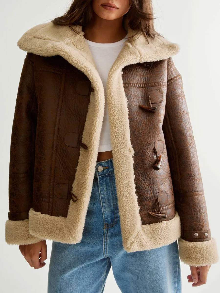 Women'S Vintage Leather & Shearling Cropped Jacket