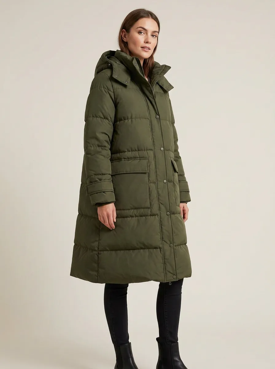 Transitional Padded Long Hooded Coat