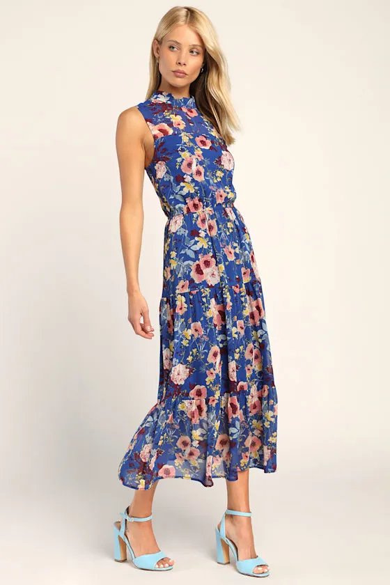 In My Dreams Mauve Floral Print Midi Dress