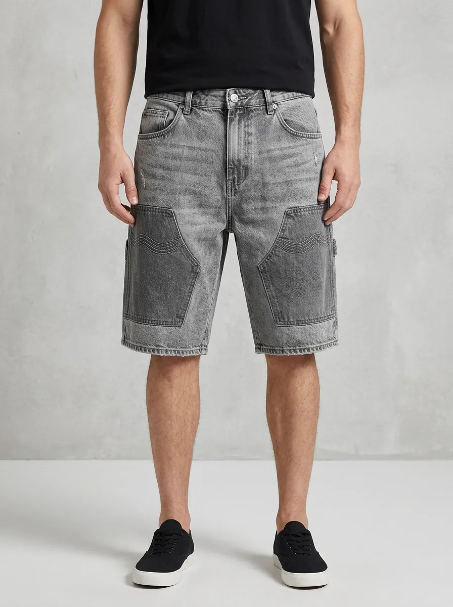 Men's Patchwork Distressed Street Inspired Distressed Denim Shorts