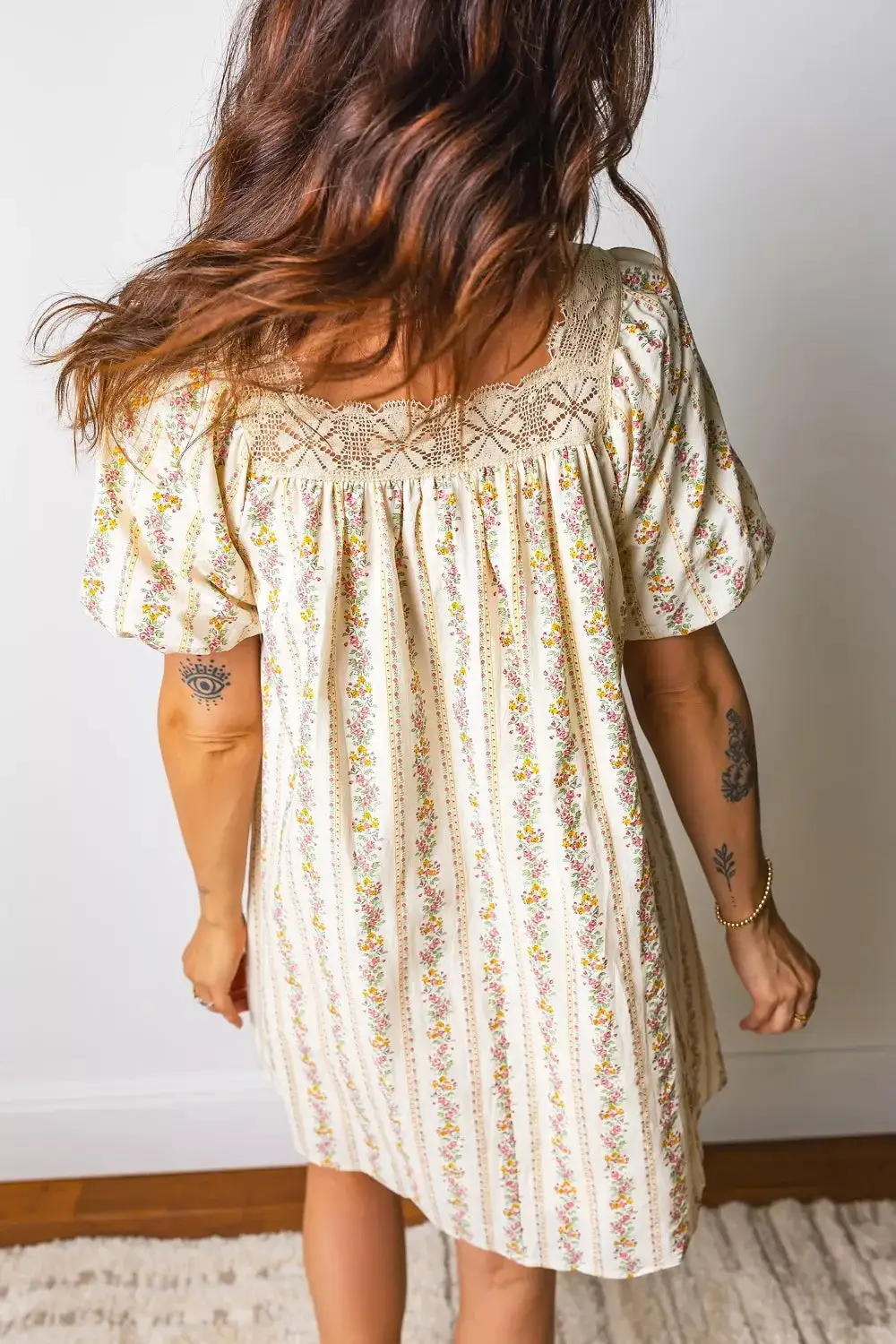 Comfort Fit Floral Printed Ribbed Mini Dress