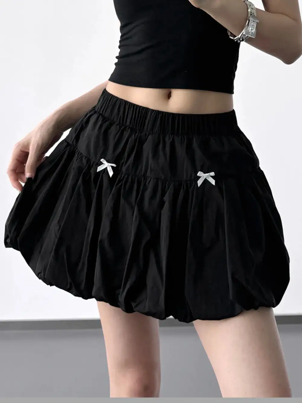 Open Ruched Bubble Skirt