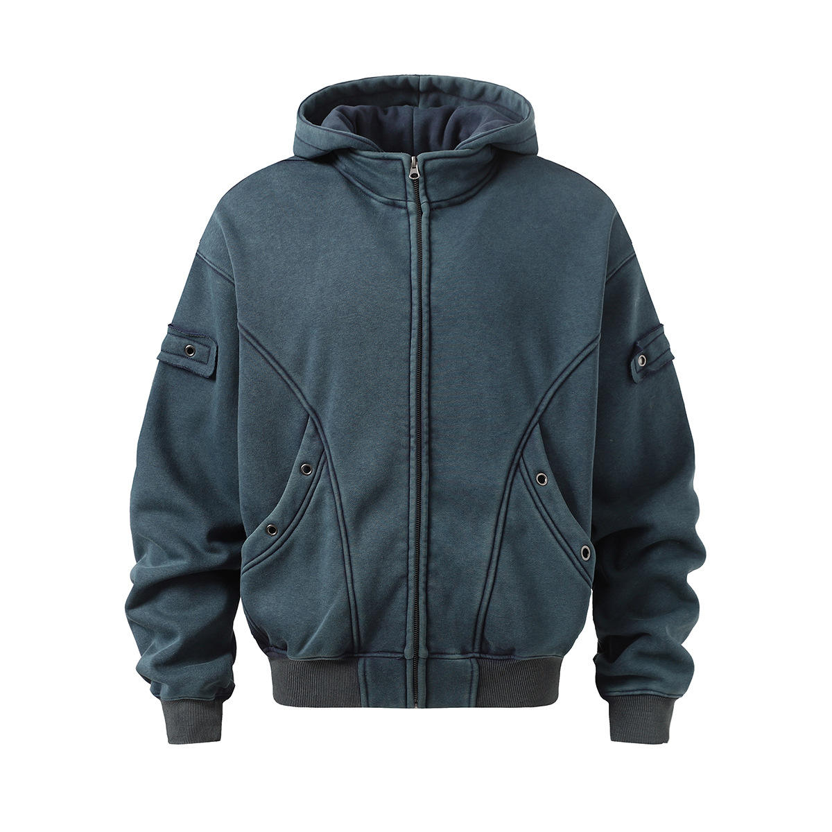 Men's Washed Zip-Up Hoodie Jacket