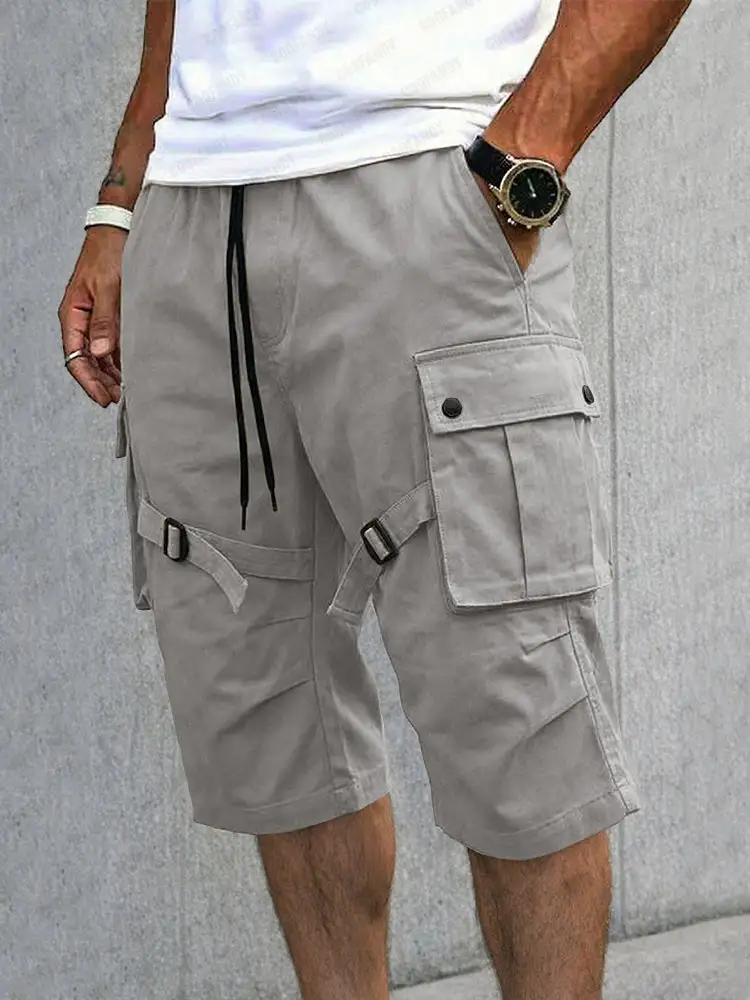 Men's Casual Strap Design Cargo Shorts