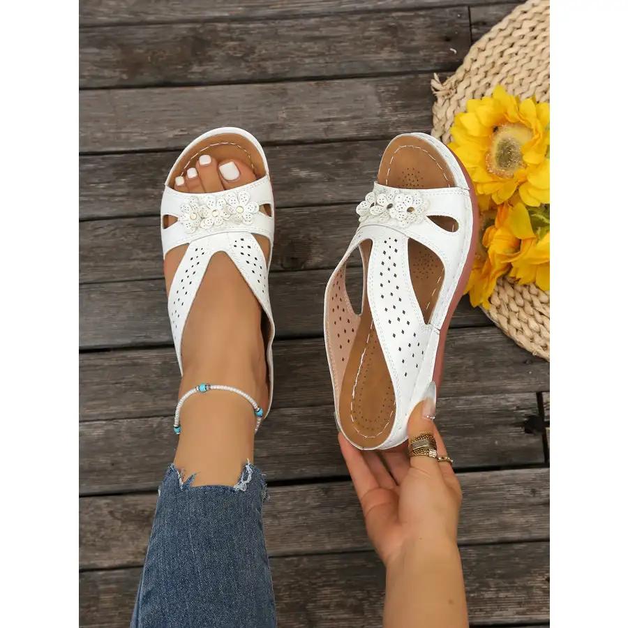 Flower Comfort Wedge Sandals