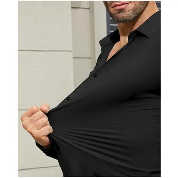 Men's quick-drying, breathable, wrinkle-resistant, slim-fit, super stretch shirt
