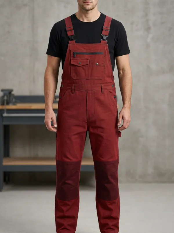 Men's Reinforced Knee Multi-Pocket Bib Work Overalls