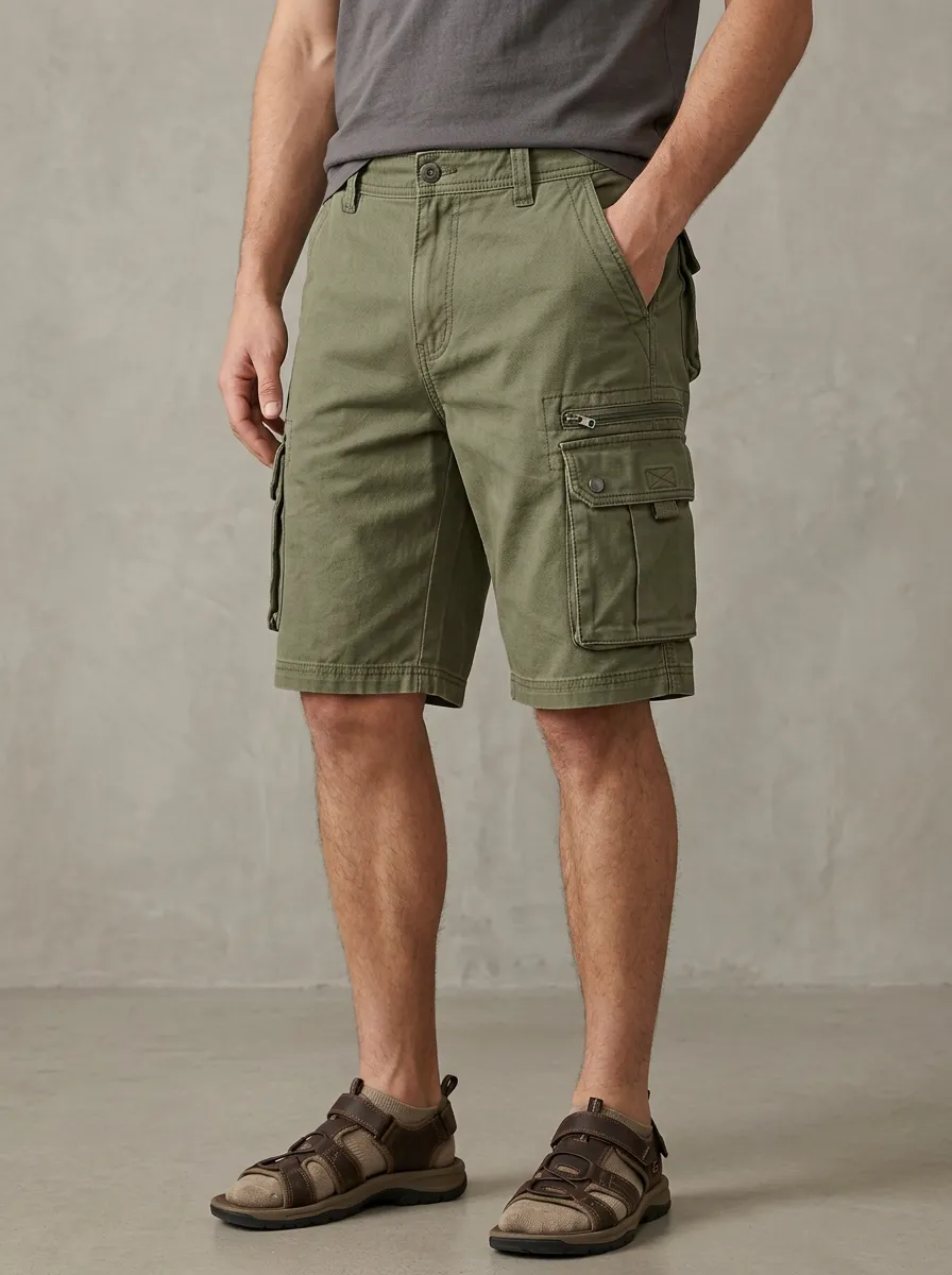 Men's Loose Fit Cargo Shorts with Multi Pocket Details