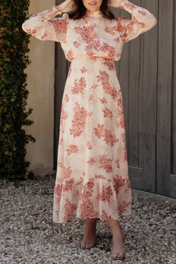 High Neck Temperament Comfortable High Waist  Dress