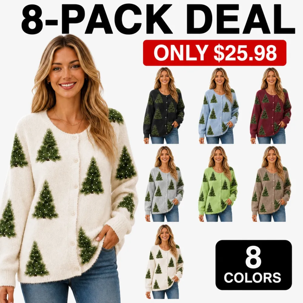 Women's Christmas Tree Knit Button-Up Cardigan