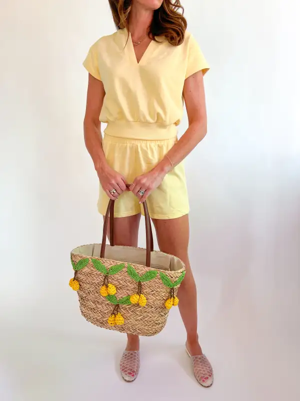 Textured Top And Shorts Set Pull On