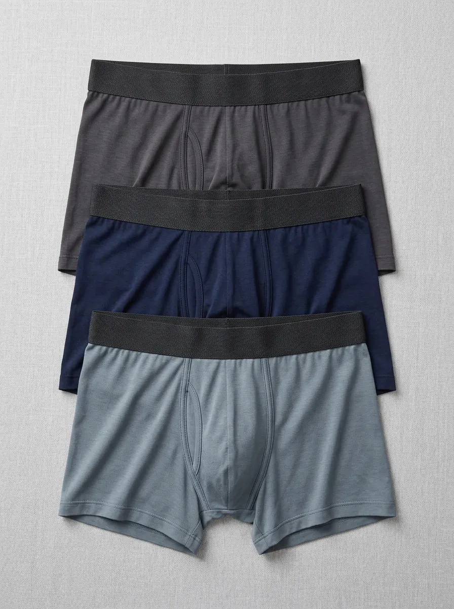 Men's Solid Color Cotton Blend Boxer Briefs Set