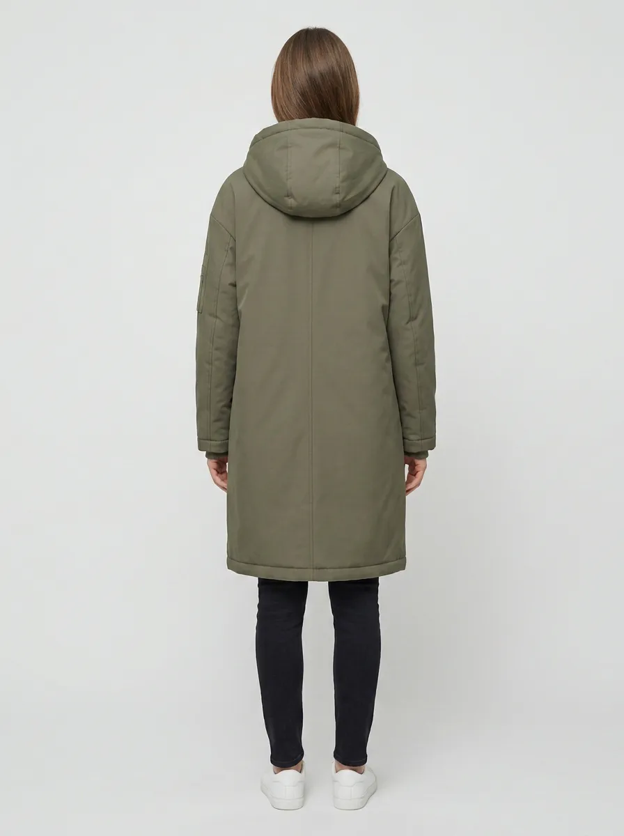 Practical Utility Hooded Long Parka Jacket