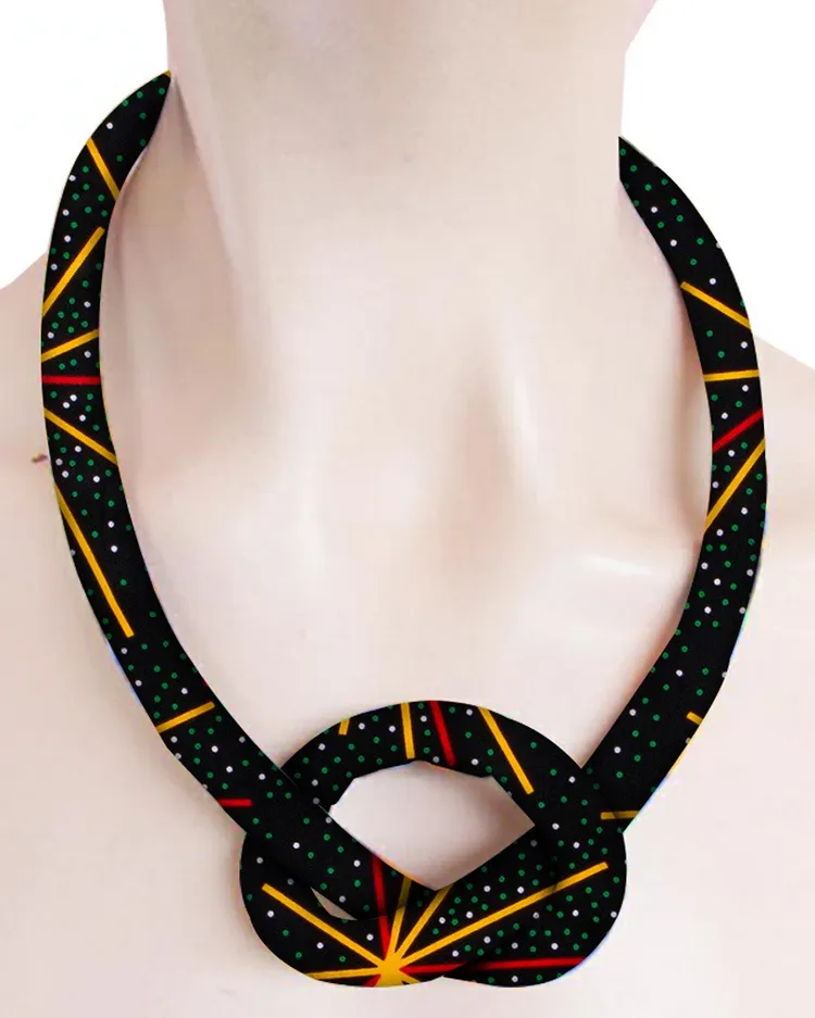 Handmade Ankara Print Cotton Cord Necklace