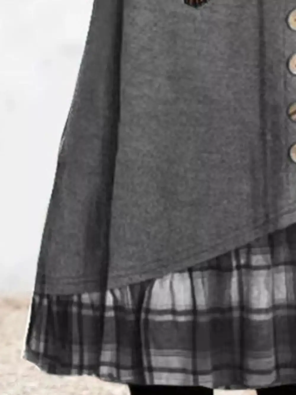 Asymmetrical Plaid Patchwork Long Sleeve Dress