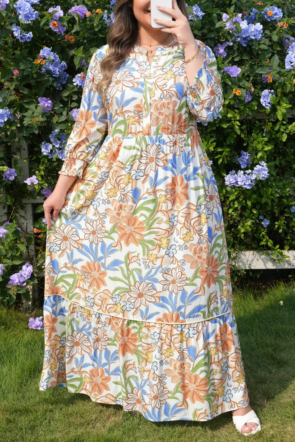 Layered Detail Floral Printed Tiered Dress
