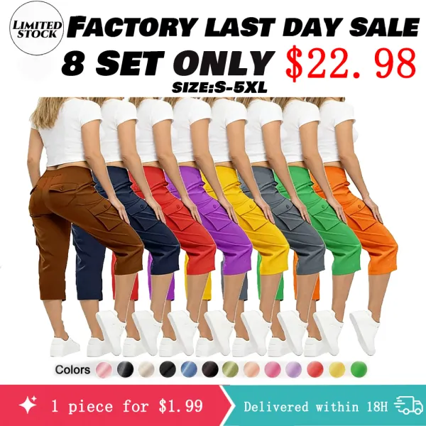 🔥Last day promotion🔥Women's Cargo Capris Lightweight Hiking Pants Shorts Cropped Cotton