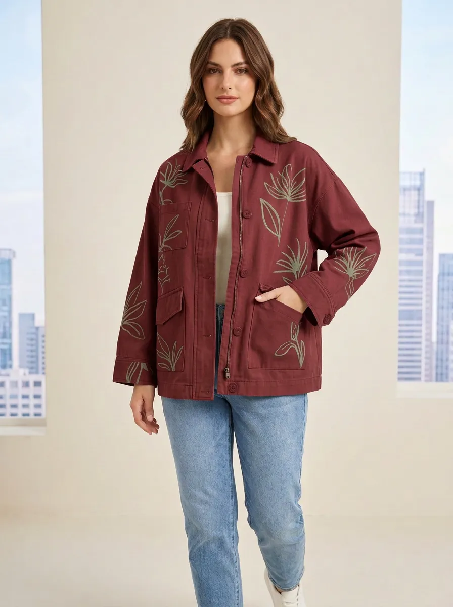Women's Botanical Floral Printed Jacket