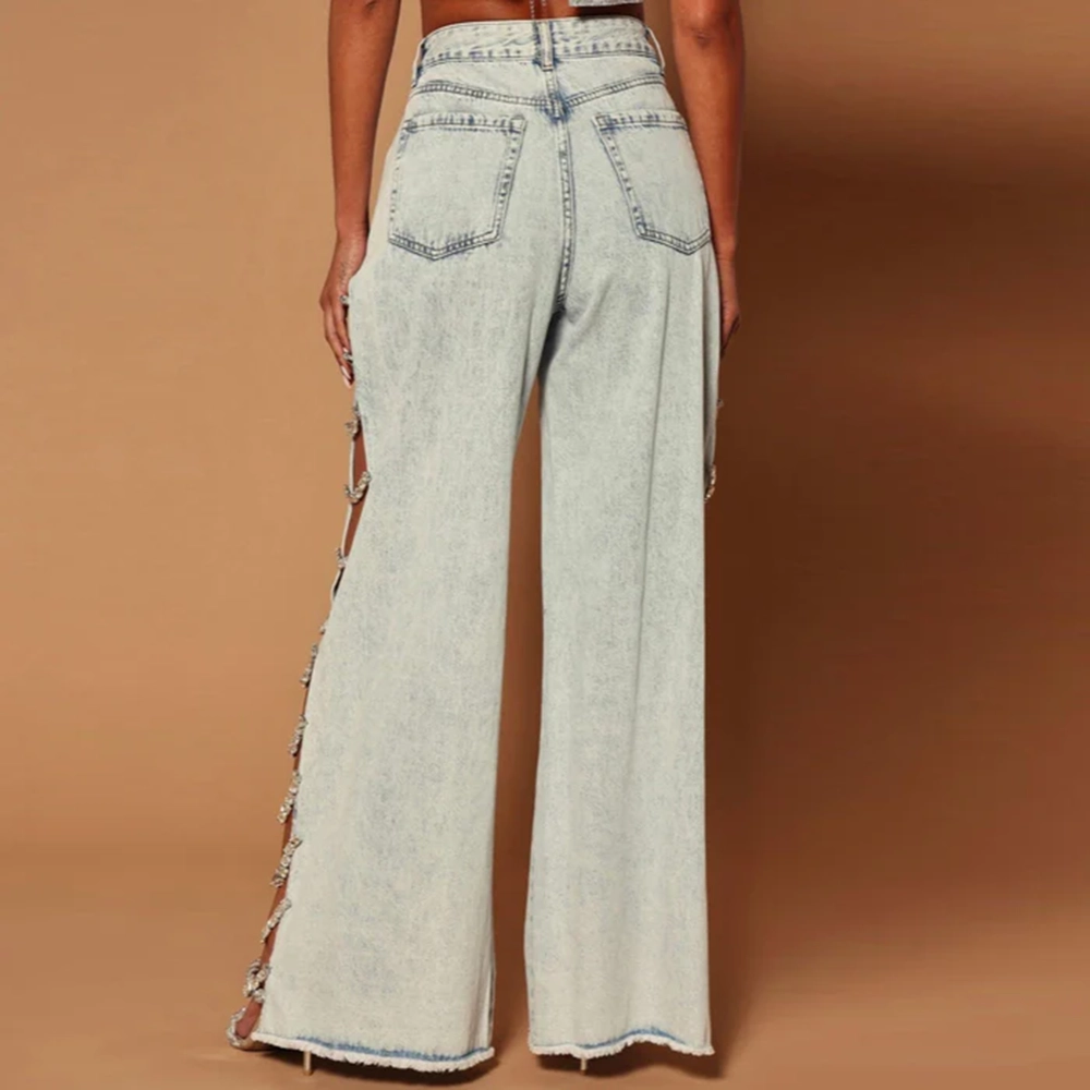 Relaxed Diamond Embellished Jeans