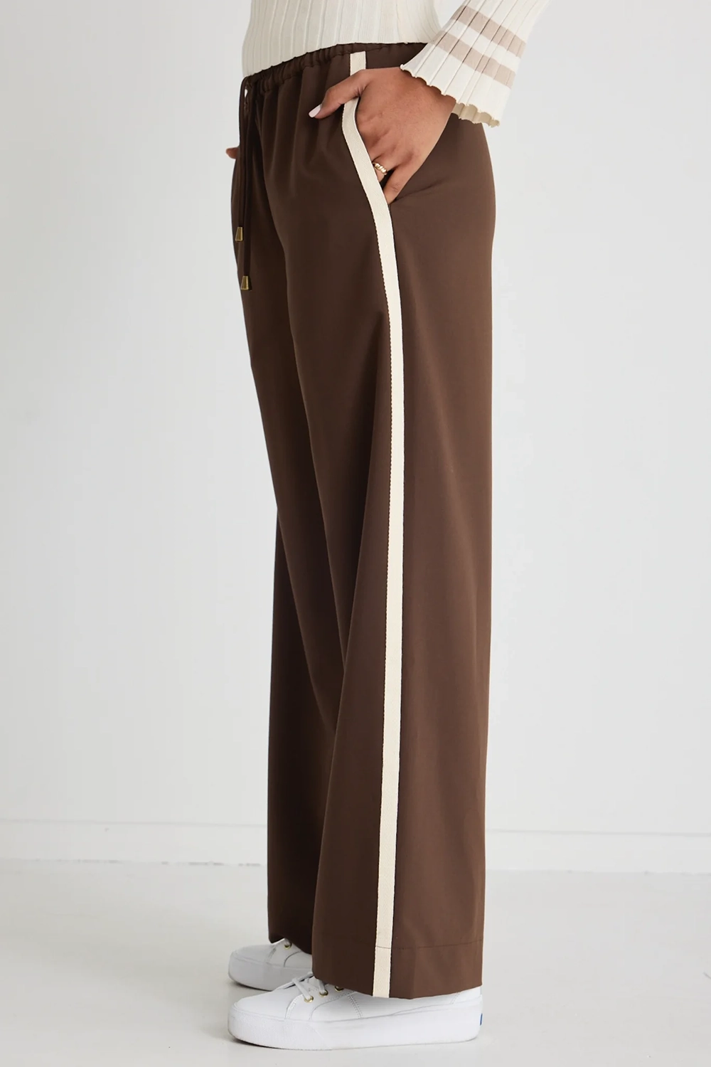 Brown Striped Track Long Pants