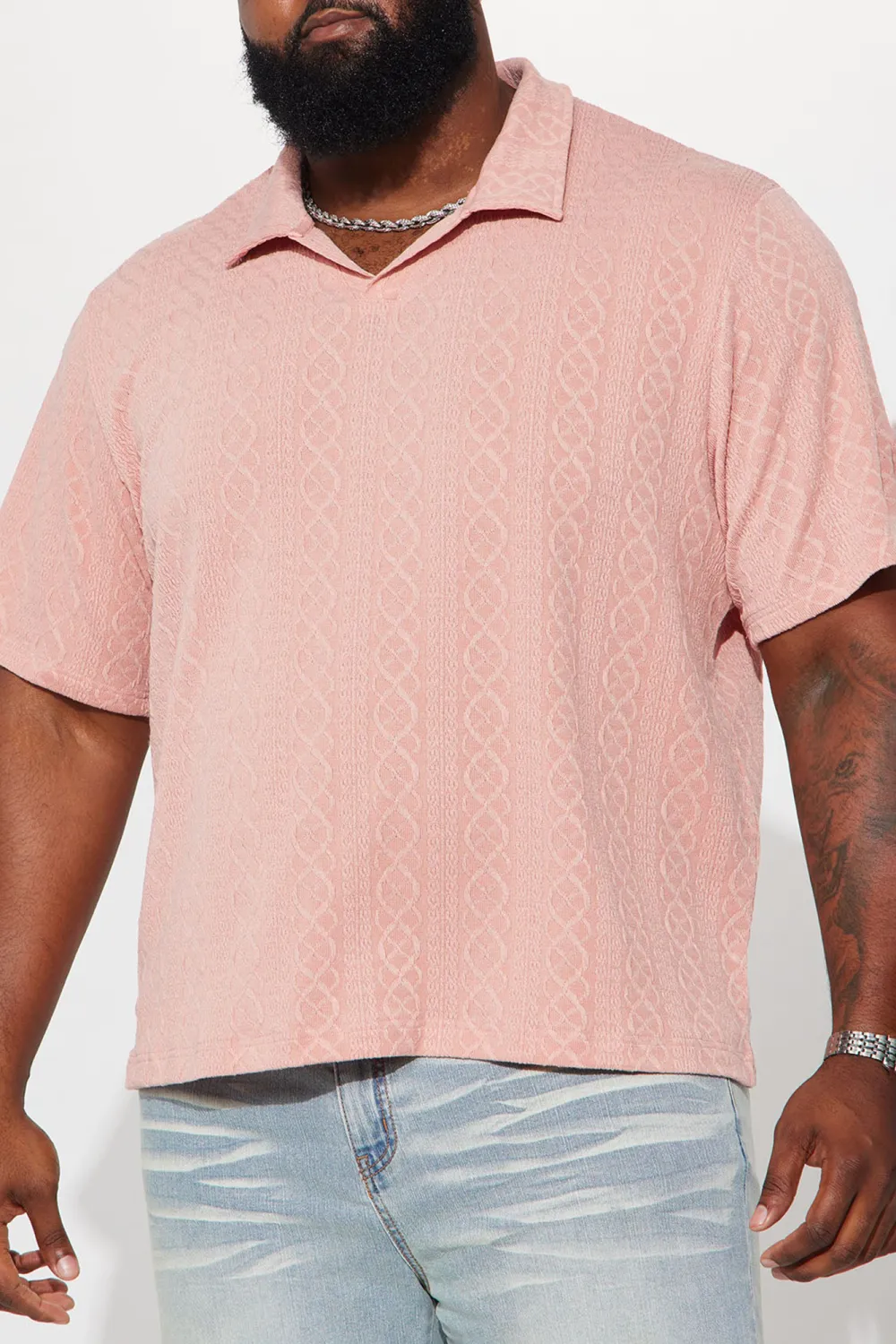 Fold Down Collar Short Sleeve Polo