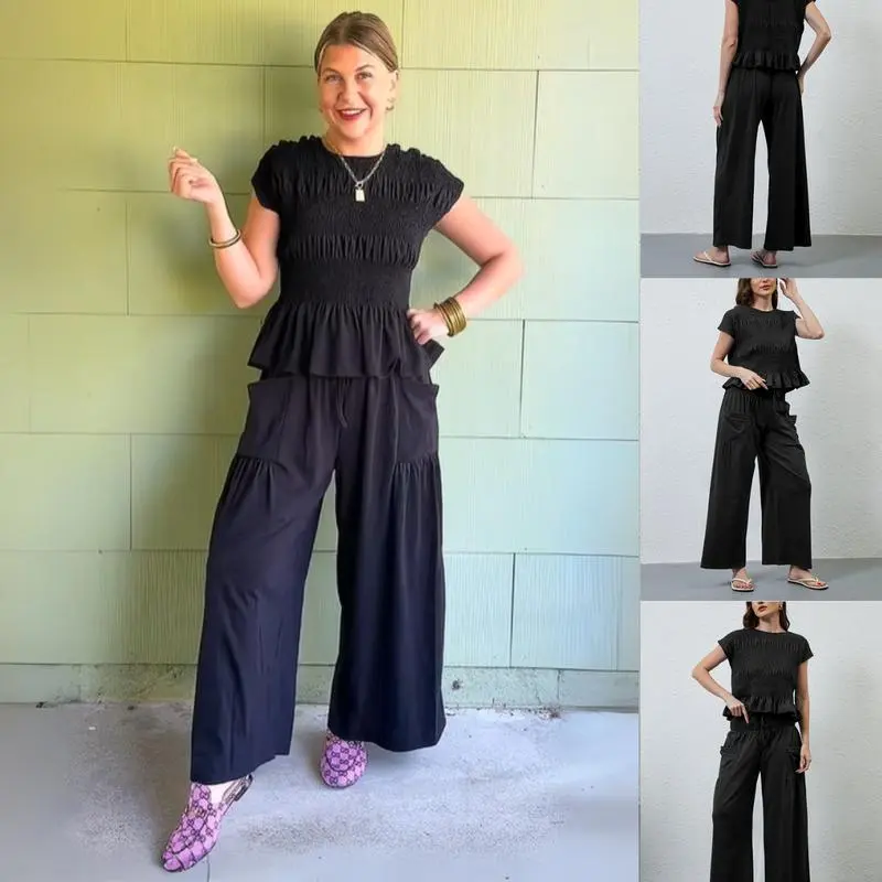 Women’s 2-Piece Smocked Top & Wide-Leg