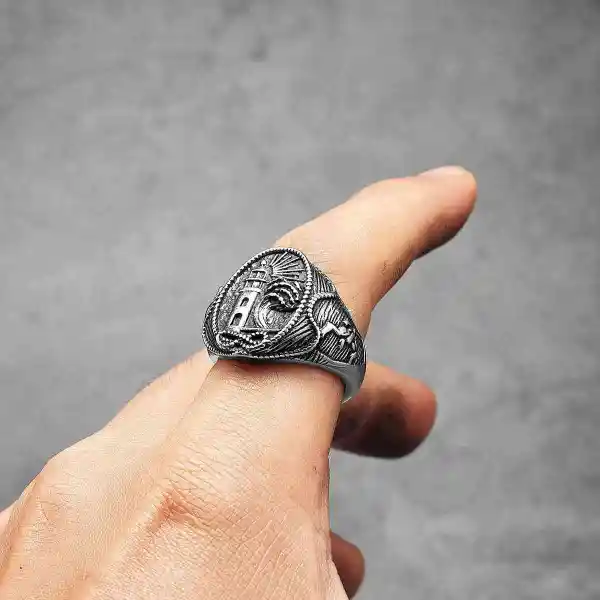 Men's Lighthouse Anchor Ring