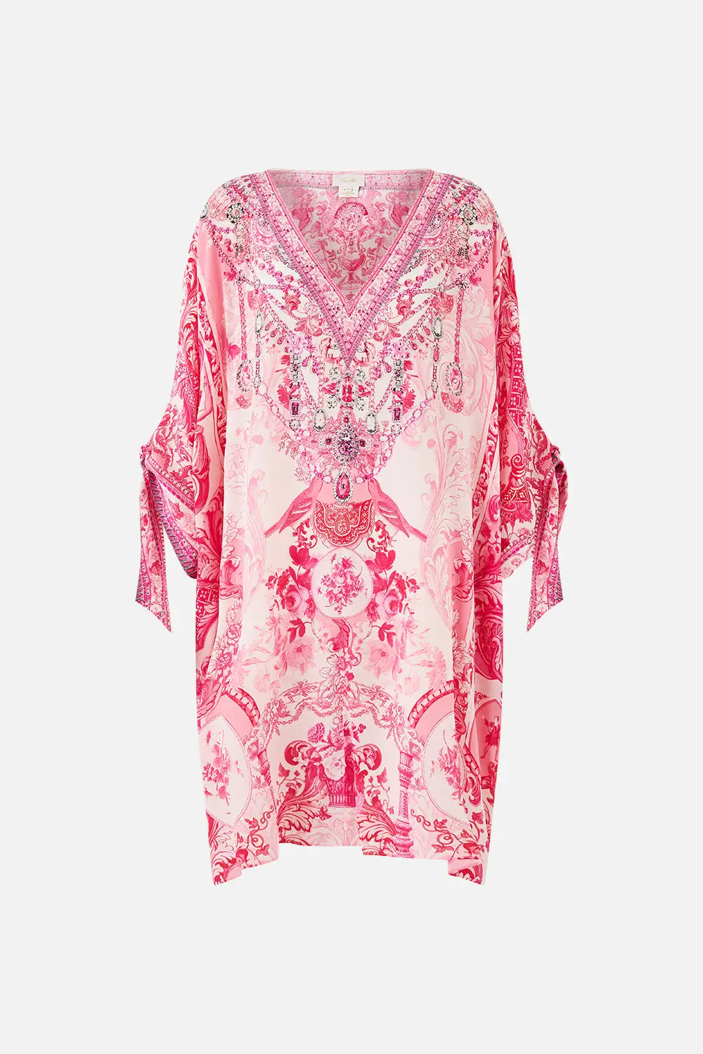 Tie Sleeve Short V-Neck Kaftan