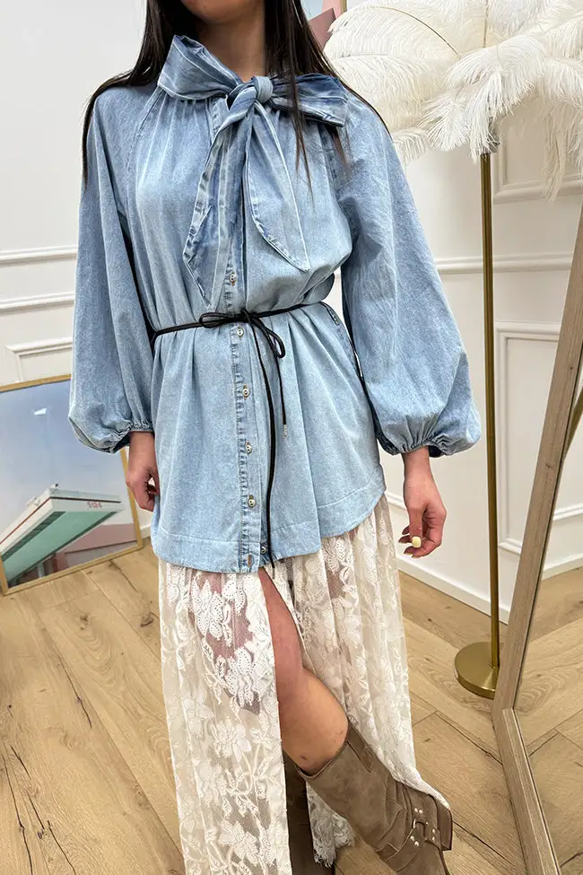 Mini Tie Detail Lace Skirt