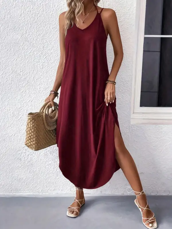 Loose Plus Neck Maxi Dress