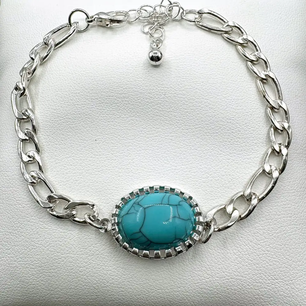 Oval Stone Chain Bracelet