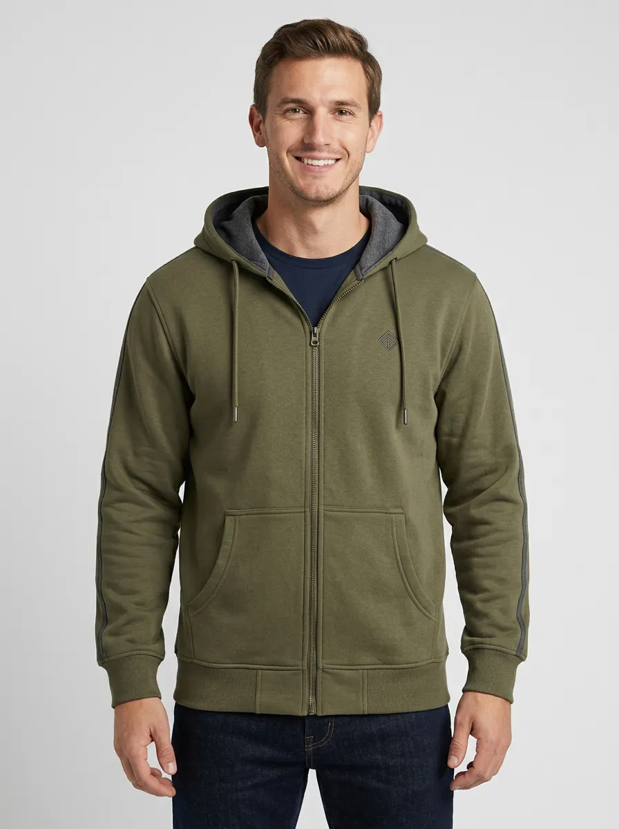 Relaxed Zip-Up Hooded Style Men's Sport Jacket