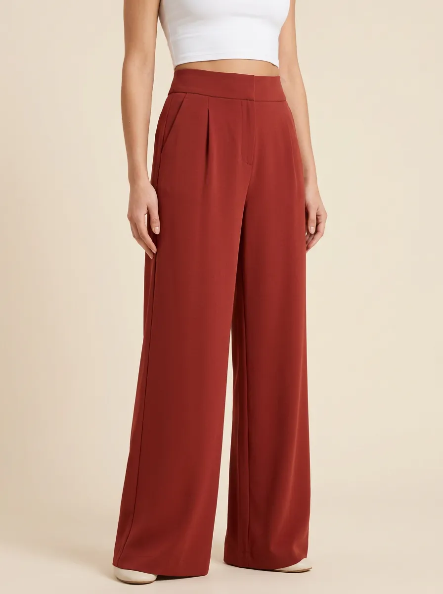Relaxed Wide-Leg High-Waisted High-Waist Solid Women's Wide-Leg Pants