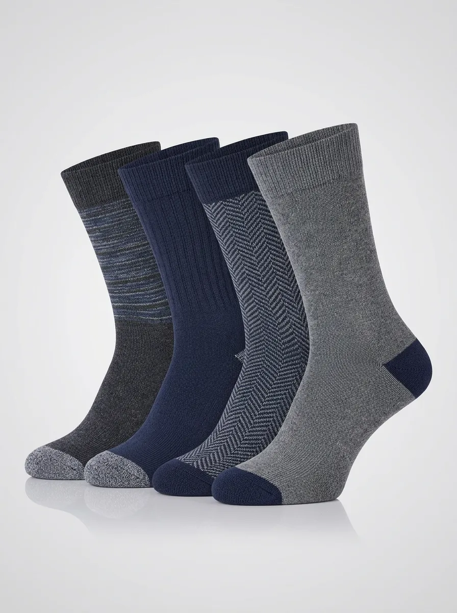 Essential Striped Printed Style Men's Four Pair Socks