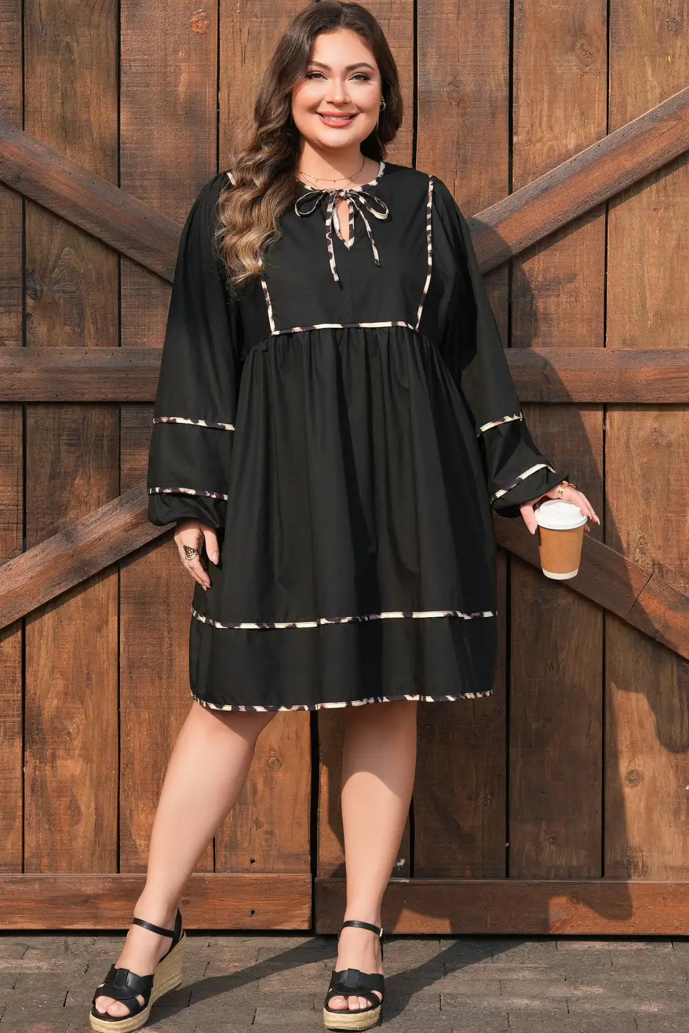 Animal Print Long Sleeve Flared Mini Dress