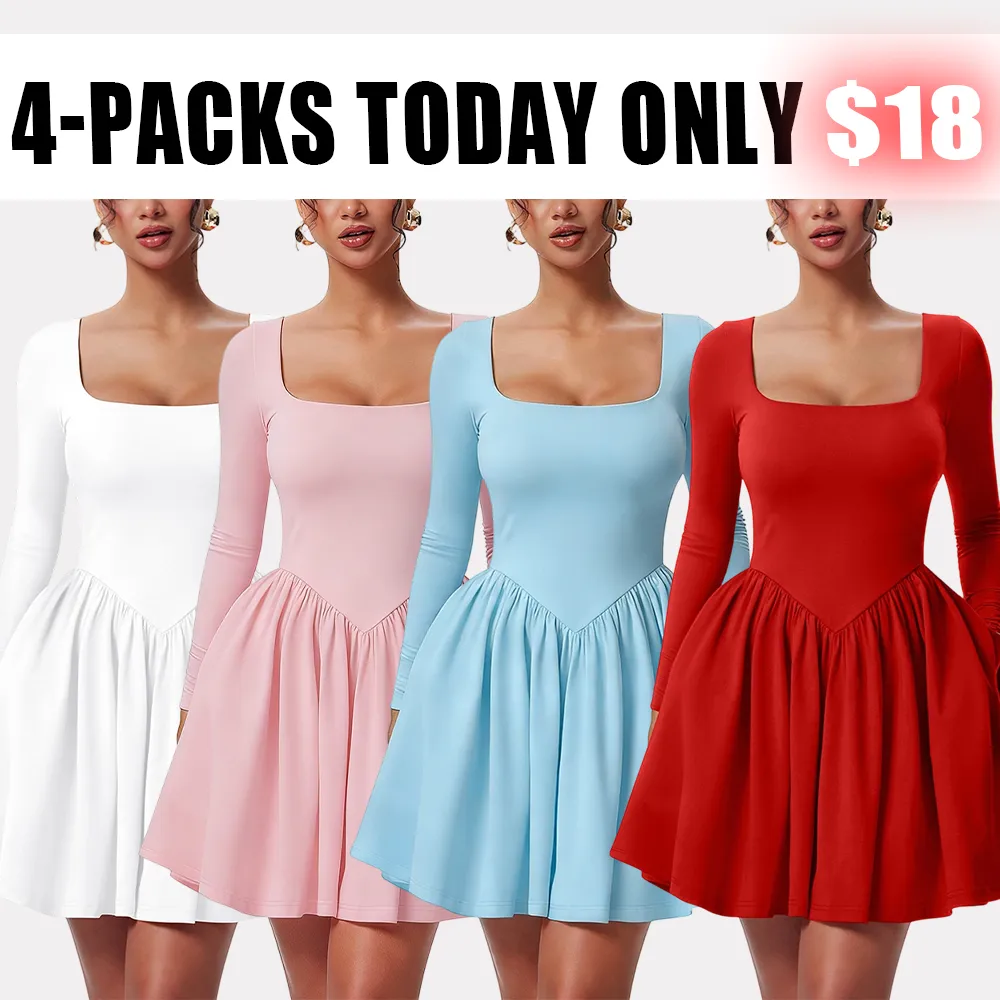 Women'S Square Neck A Line Dress With Pockets