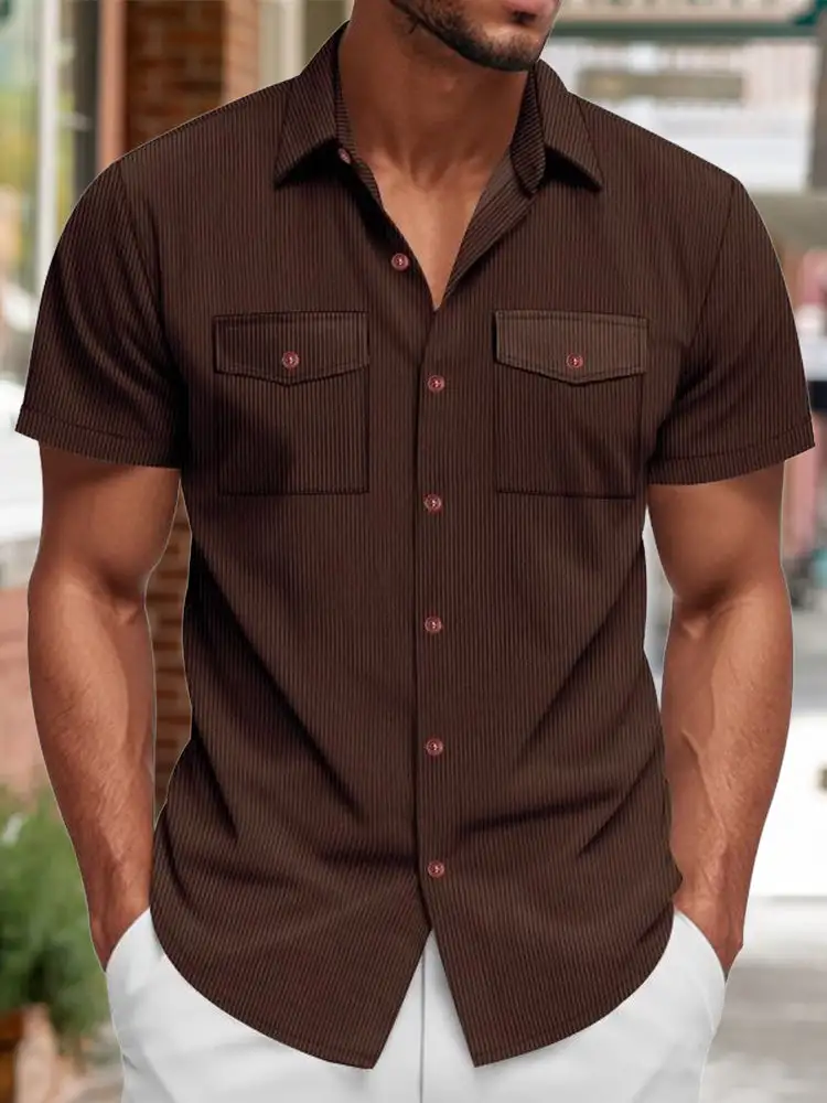 S Relaxed Ribbed Knit Short Sleeve Shirt