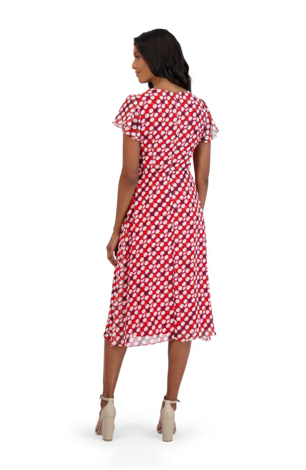 Overlay Front Tie Midi Dress