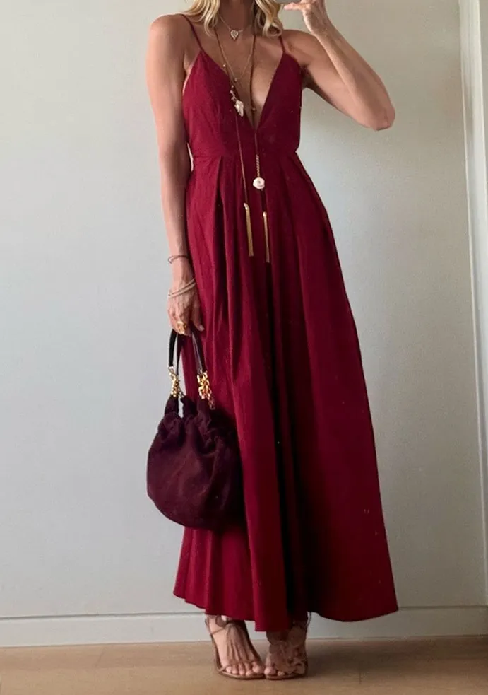 Casual Deep V Neck Maxi Dress