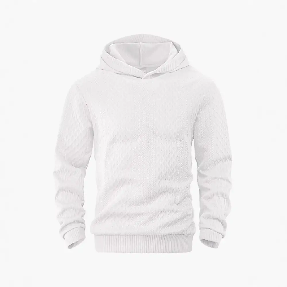 Men's Structured Funnel Neck Pullover with Hood and Honeycomb Jacquard Utility Shirt