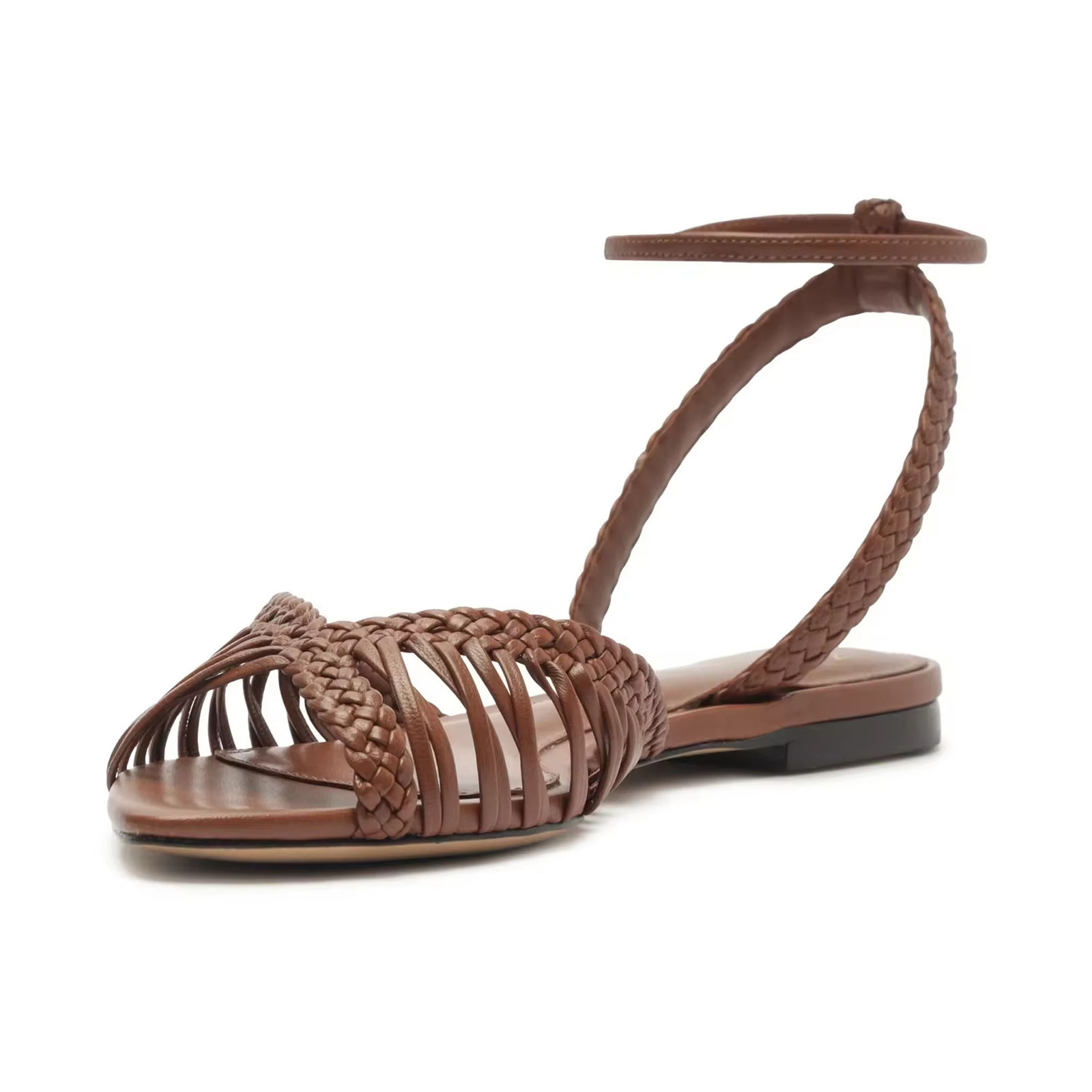 Elara PU Woven Pointed Flat Sandals