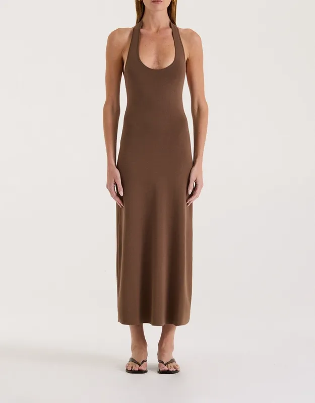 Cocoa Halter Knit Maxi Dress