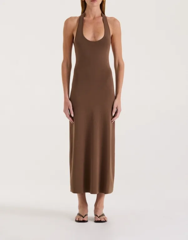 Cocoa Halter Knit Maxi Dress